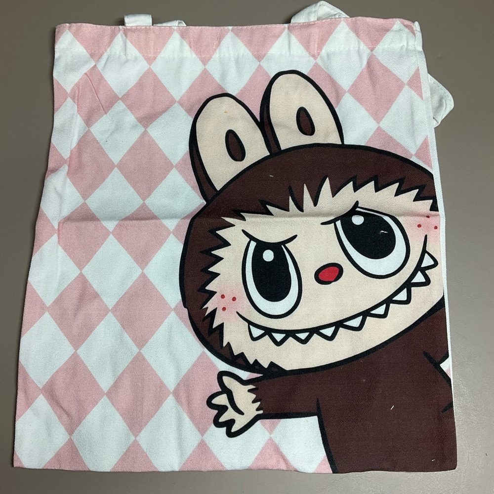 Cute Labubu Tote Bag with Pink and Brown Design